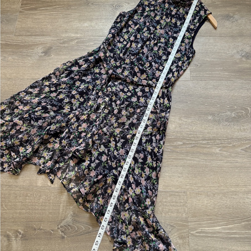 CeCe High Low Floral Dress in Black and Purple-Size 10 - Picture 7 of 13